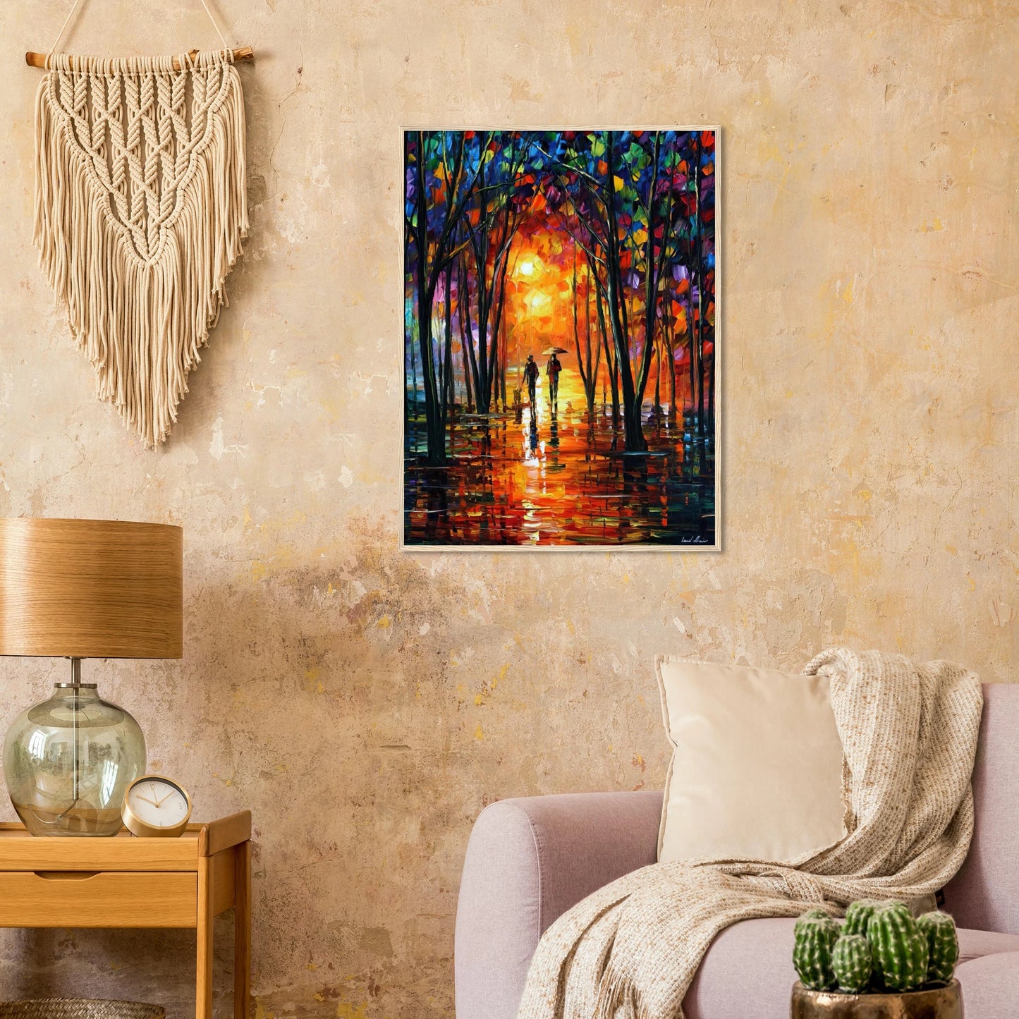 Leonid Afremov Wooden Framed Print - 8x12 inches / 21x29.7 cm - Dark wood frame-canvas