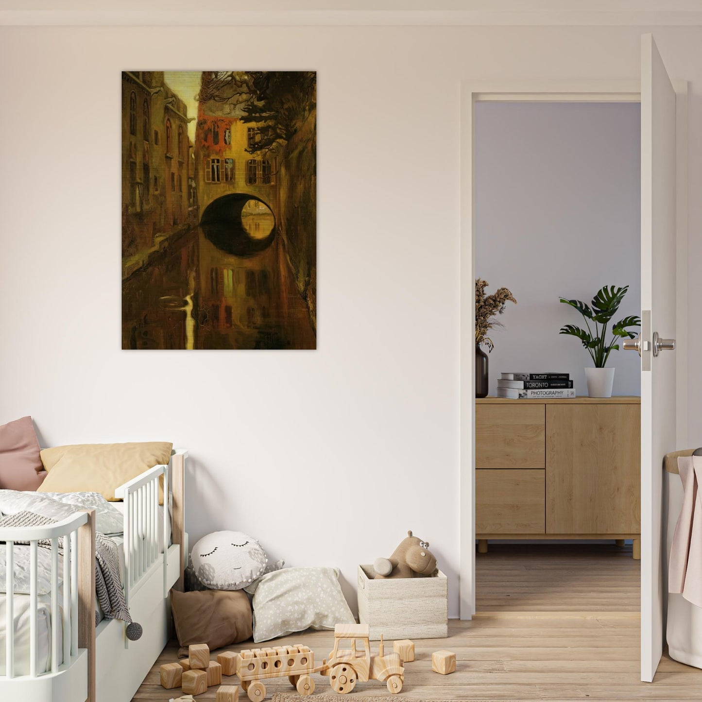 HOUSE OVER THE BRIDGE - Diego Rivera Brushed Aluminum Print - 70x100 cm / 28x40 inches | Diego Rivera Aluminum Print | Diego Rivera Prints