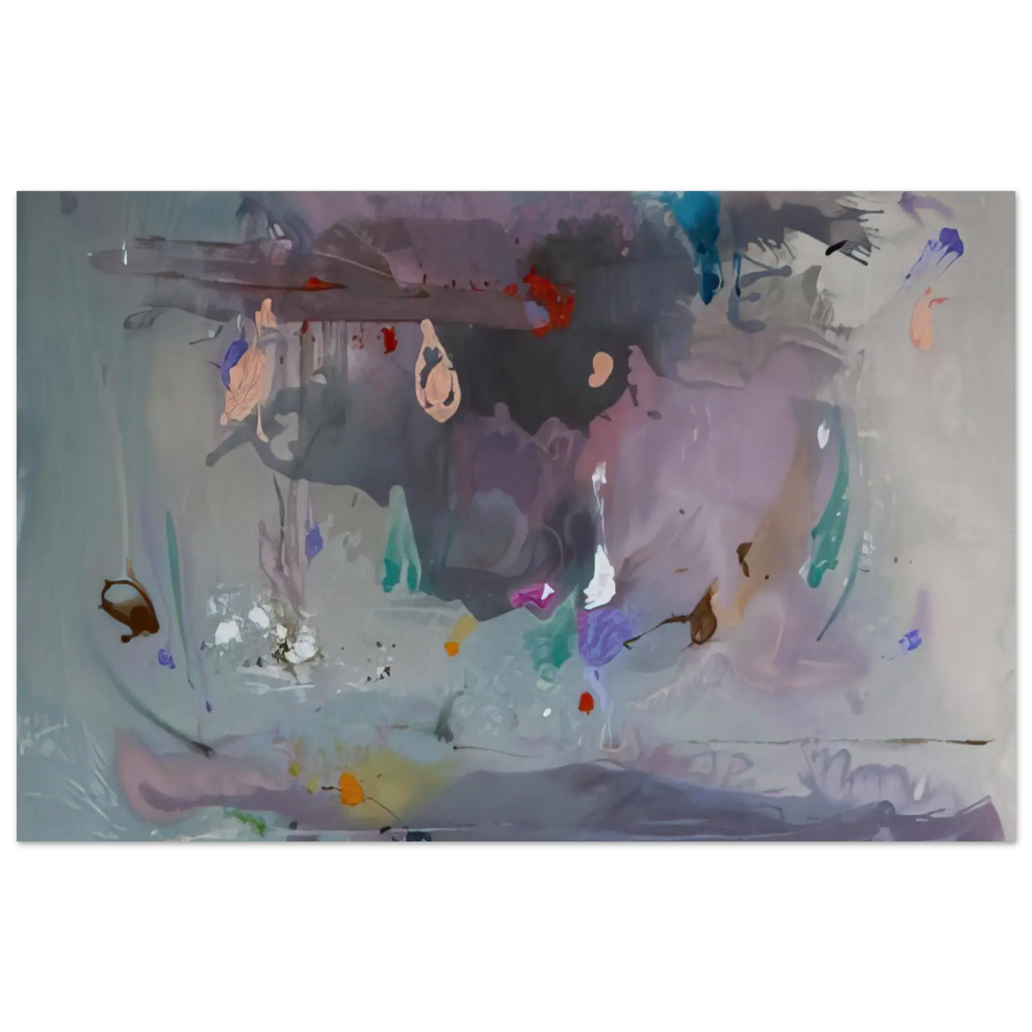 Helen Frankenthaler - Grey Fireworks - 2000 Wall art - 13x18 cm / 5x7 Inches - Premium Wooden Framed Poster With Fine Art Paper - Wood frame