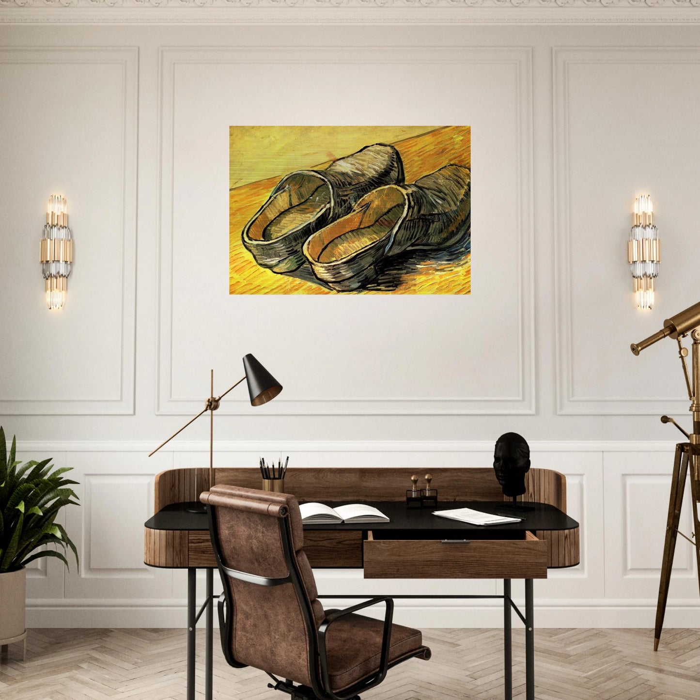 A Pair of Leather Clogs - Vincent van Gogh Brushed Aluminum Print - 70x100 cm / 28x40 inches | Vincent van Gogh Aluminum Print | Vincent van Gogh Prints