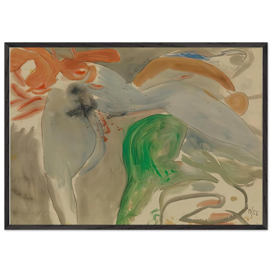 Scene with Nude 1952- - Helen Frankenthaler 70x100 cm / 28x40 inches Framed Art Print – Black Wooden Frame