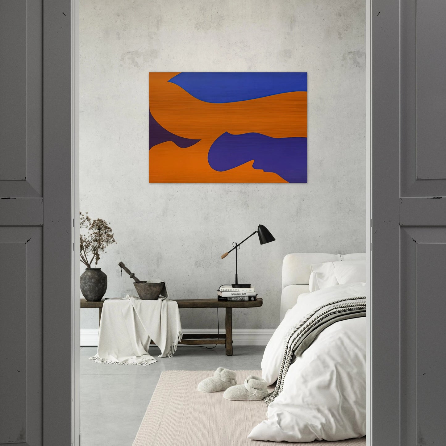 Passage ‚rosion vermillion - Fernand Leduc Brushed Aluminum Print - 70x100 cm / 28x40 inches | Fernand Leduc Aluminum Print | Fernand Leduc Prints