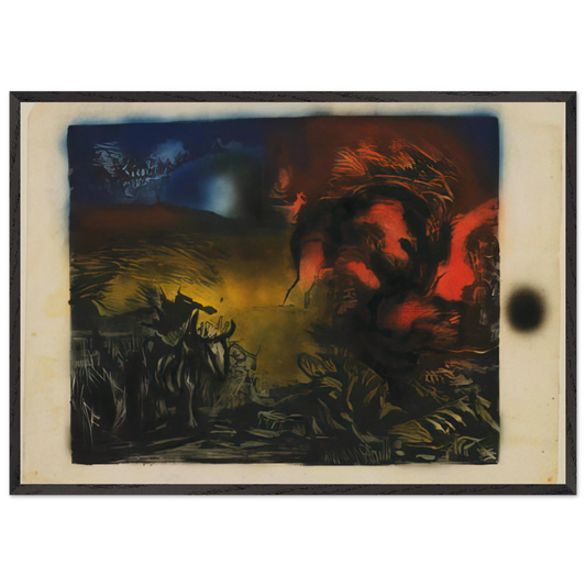 LANDSCAPE WITH STEER 1937 - Jackson Pollock 70x100 cm / 28x40 inches Framed Art Print – Black Wooden Frame