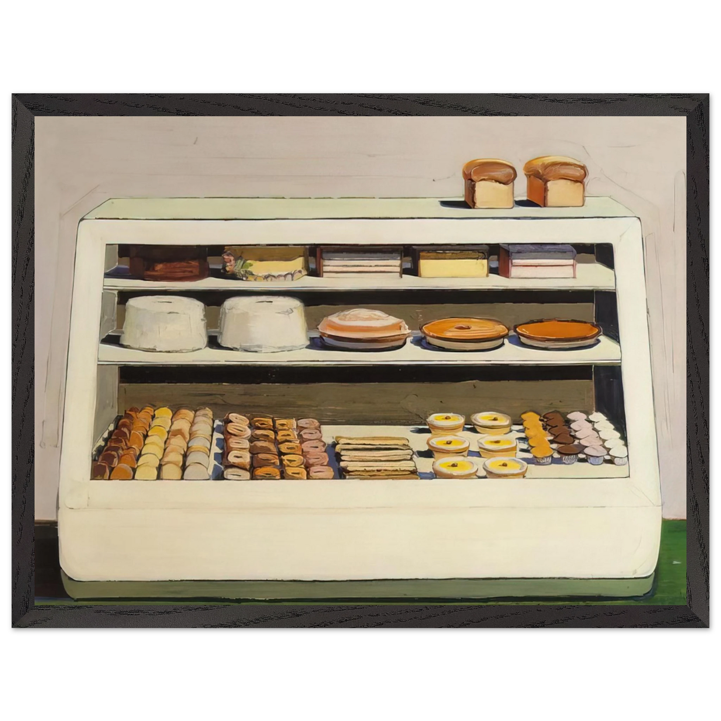 Wayne Thiebaud - Bakery Counter - 1962 Wall Art - 60x80 cm / 24x32 inches - Premium Wooden Framed Poster With Fine Art Paper - White frame