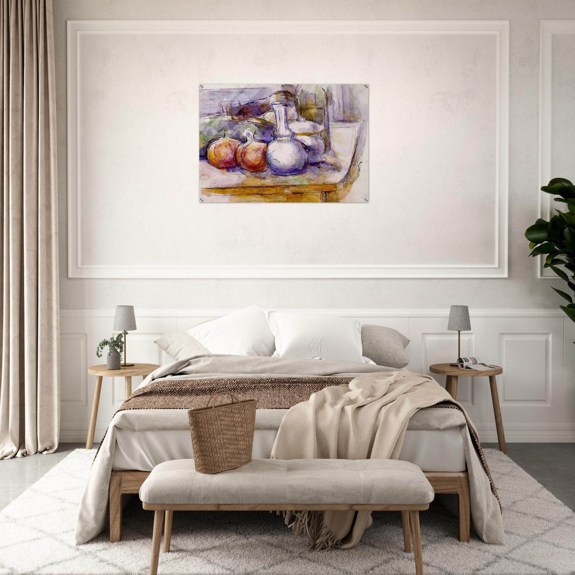 Still Life with Carafe, Sugar Bowl, Bottle, Pommegranates and Watermelon - Paul Cézanne Acrylic Print - 70x100 cm / 28x40″ inches | Paul Cézanne Wall Art | Paul Cézanne Prints