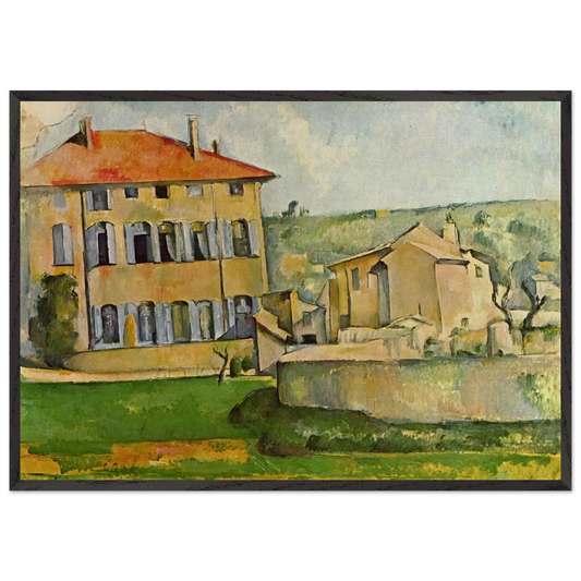 House and Farm at Jas de Bouffan - Paul Cezanne 70x100 cm / 28x40 inches Framed Art Print – Black Wooden Frame