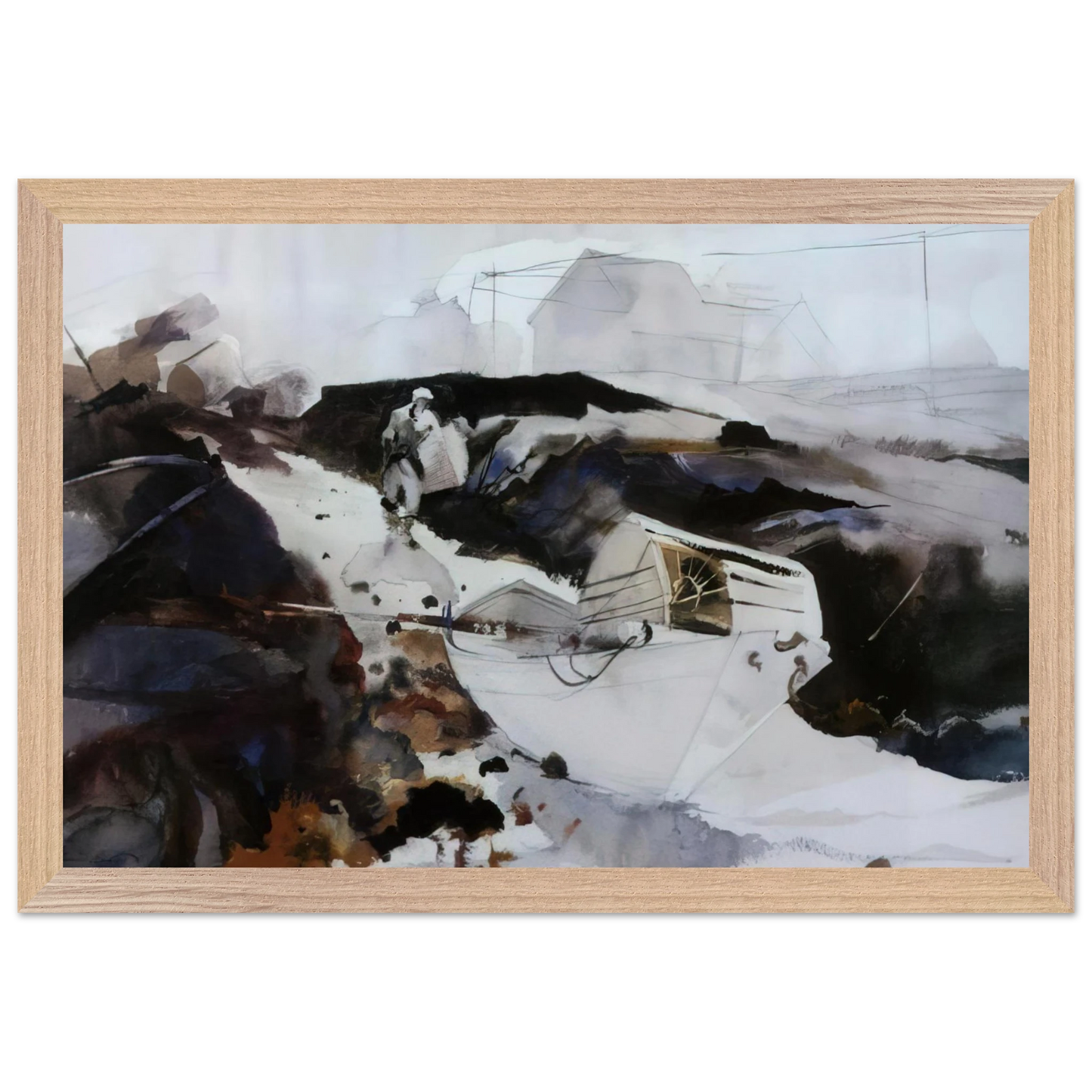 Andrew Wyeth - THE WHITE DORY 1941 Wall Art - 30x40 cm / 12x16 inches - Premium Wooden Framed Poster With Fine Art Paper-canvas - Black frame