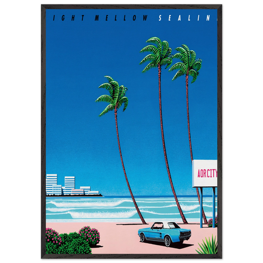 Light Mellow Sealine N1 - Hiroshi Nagai 70x100 cm / 28x40 inches Framed Art Print – Black Wooden Frame