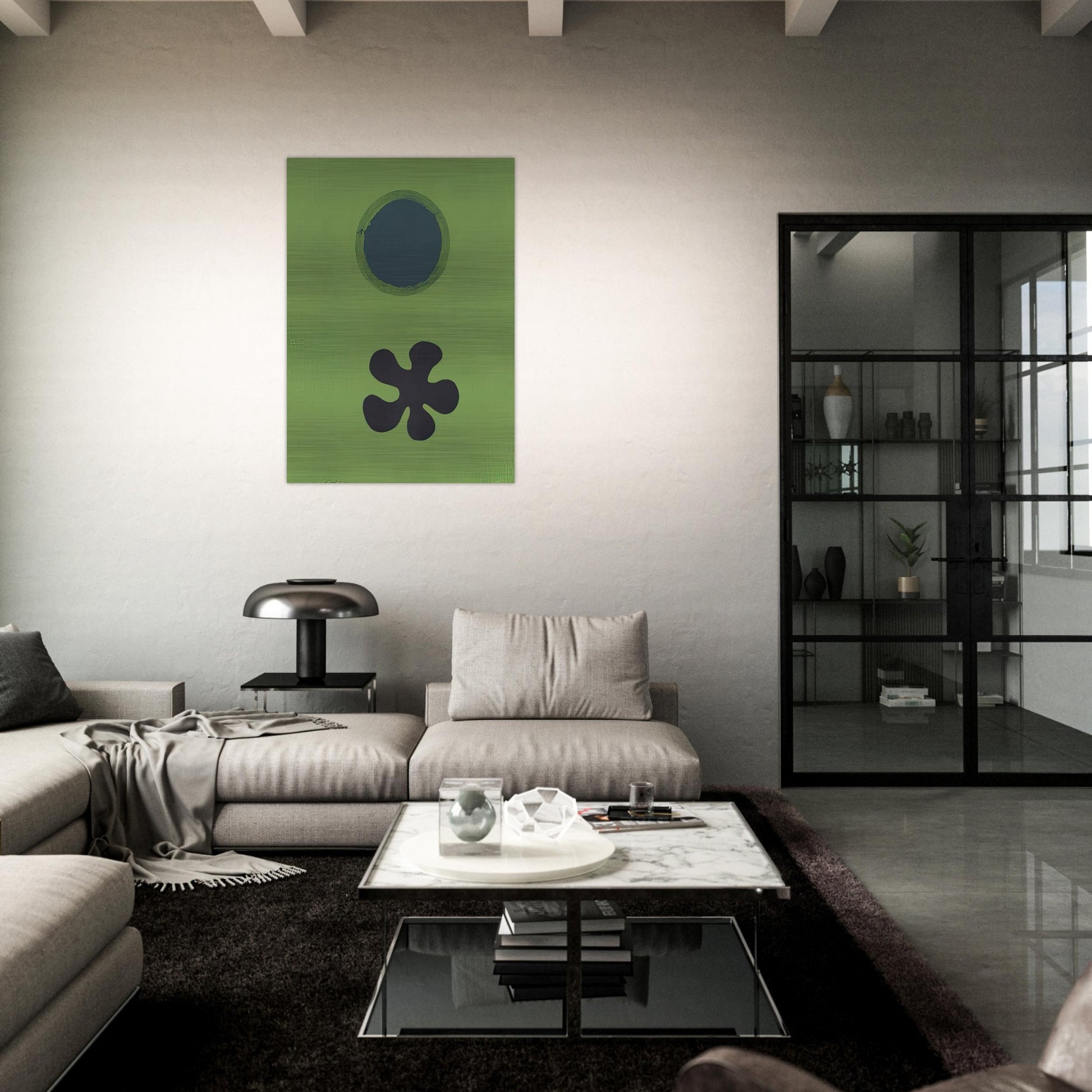 Green Ground--Black Form - 1966 - Adolph Gottlieb Brushed Aluminum Print - 70x100 cm / 28x40 inches | Adolph Gottlieb Aluminum Print | Adolph Gottlieb Prints