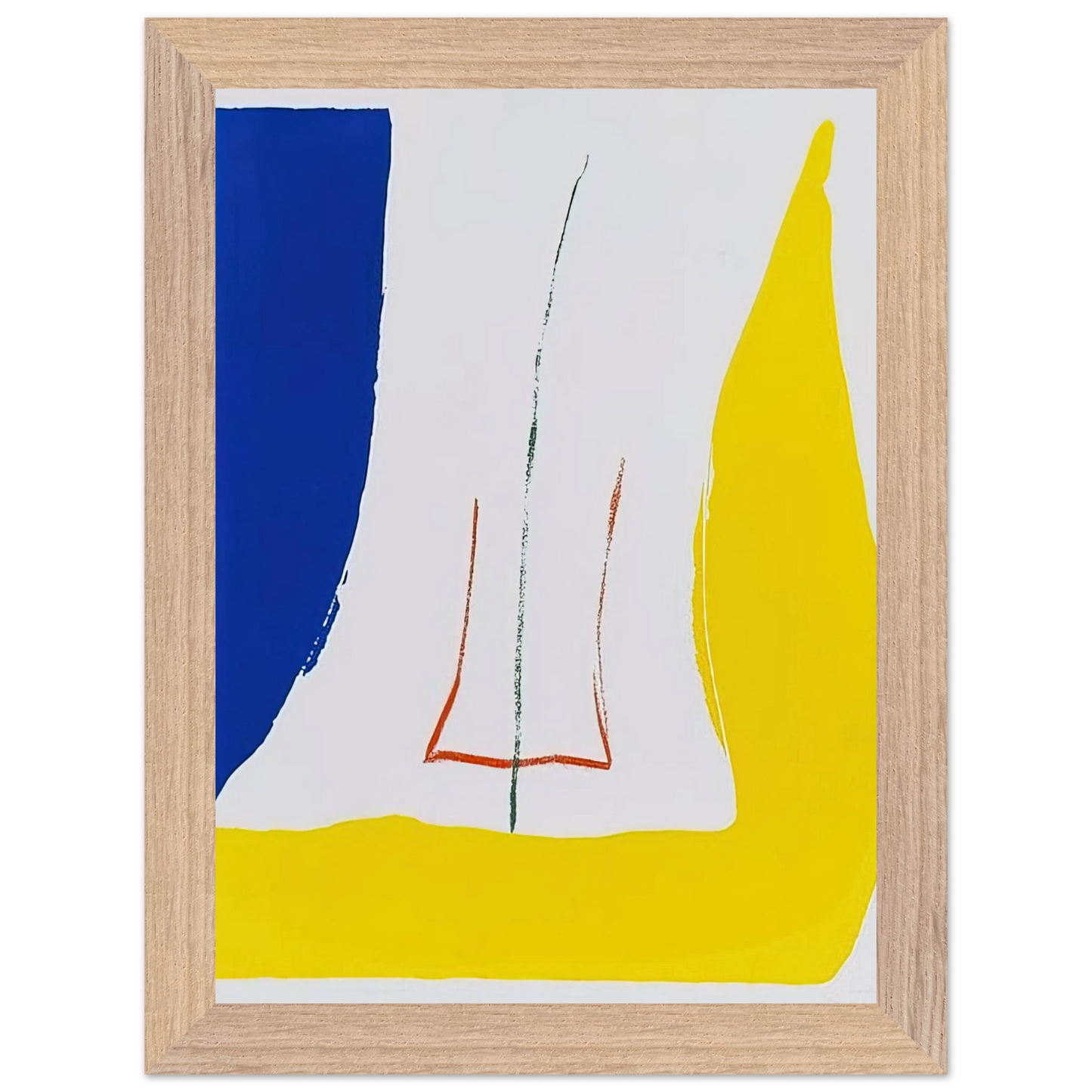 Helen Frankenthaler - Sun Corner - 1968 Wall art - 28x43  cm / XL (11x17 inches) - Premium Wooden Framed Poster With Fine Art Paper-canvas - White frame