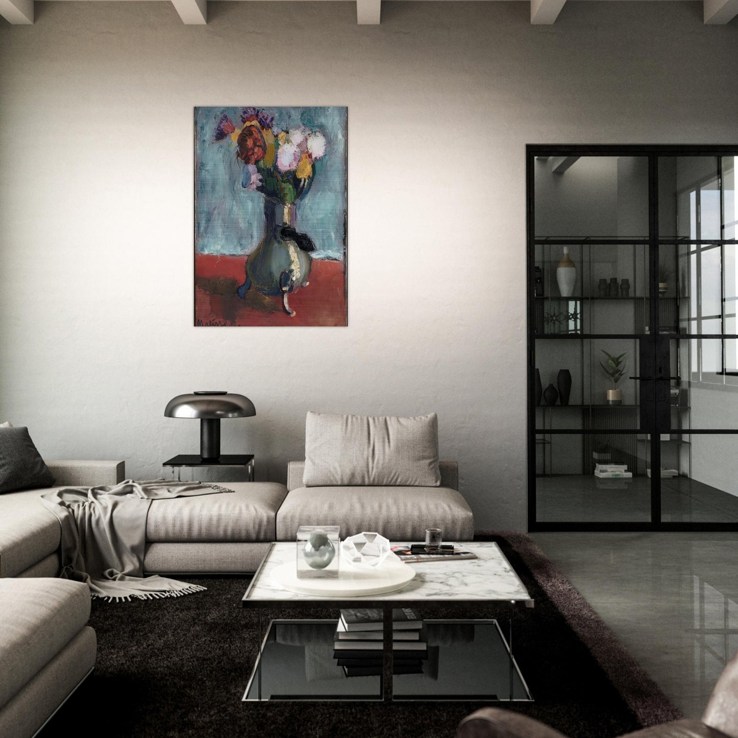 BOUQUET OF FLOWERS IN CHOCOLATE 1902 - Henri Matisse Brushed Aluminum Print - 70x100 cm / 28x40 inches | Henri Matisse Aluminum Print | Henri Matisse Prints