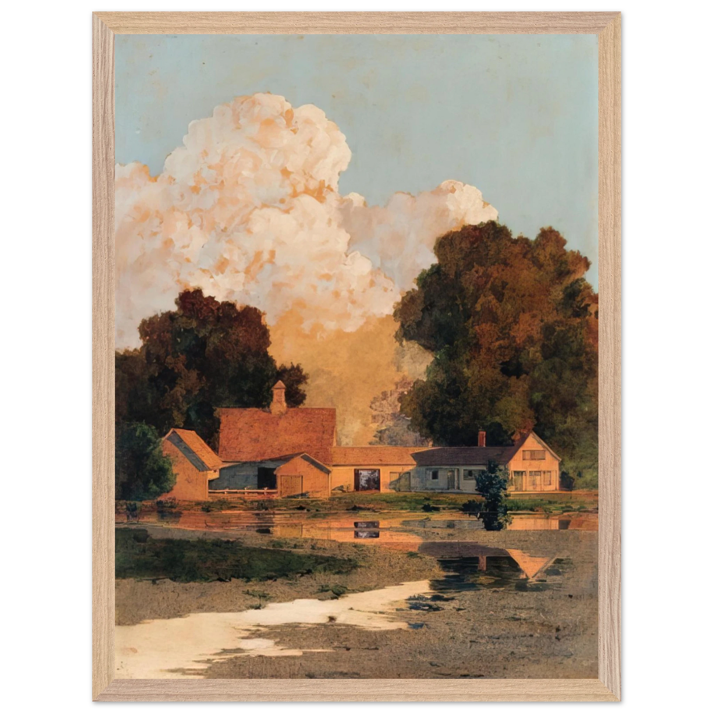 Maxfield Parrish - Daniels Farm, Summer Wall Art - 60x80 cm / 24x32 inches - Premium Wooden Framed Poster With Fine Art Paper-canvas - White frame
