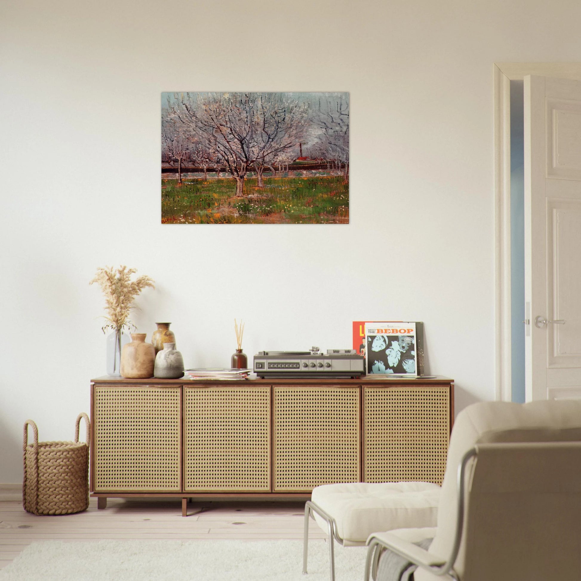 Orchard in Blossom Plum Trees - Vincent van Gogh Brushed Aluminum Print - 70x100 cm / 28x40 inches | Vincent van Gogh Aluminum Print | Vincent van Gogh Prints