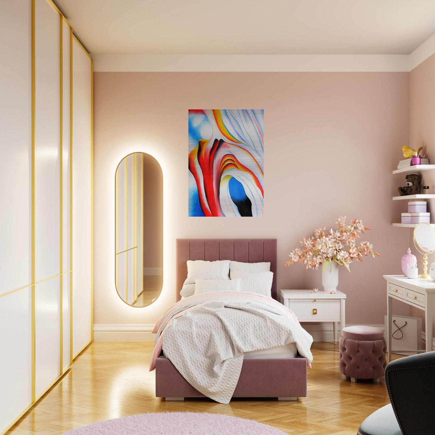 Music Pink and Blue - Georgia O'Keeffe Brushed Aluminum Print - 70x100 cm / 28x40 inches | Georgia O'Keeffe Aluminum Print | Georgia O'Keeffe Prints