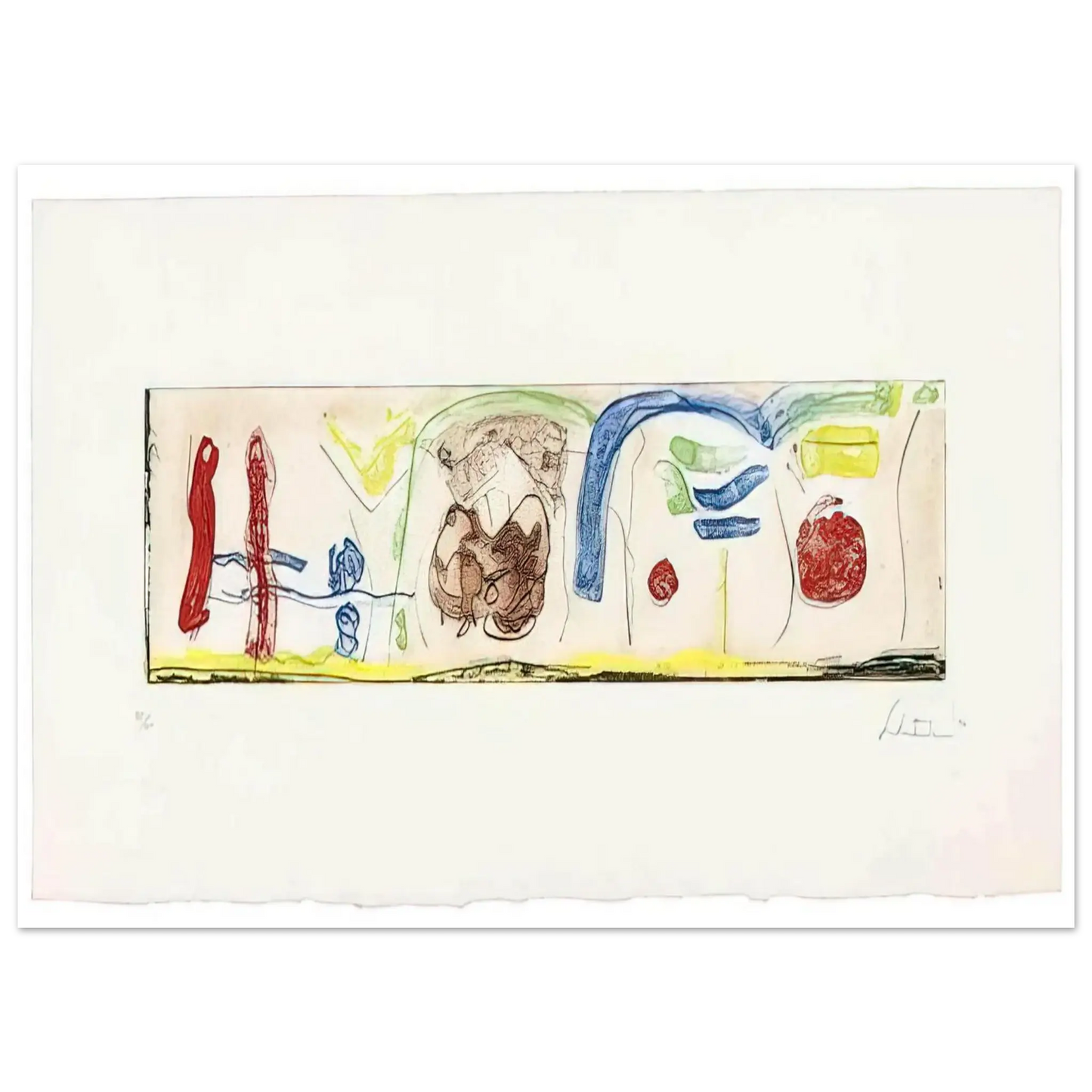 Helen Frankenthaler - Bridges - 1996 Wall art - 20x25 cm / 8x10 Inches - Premium Wooden Framed Poster With Fine Art Paper - White frame