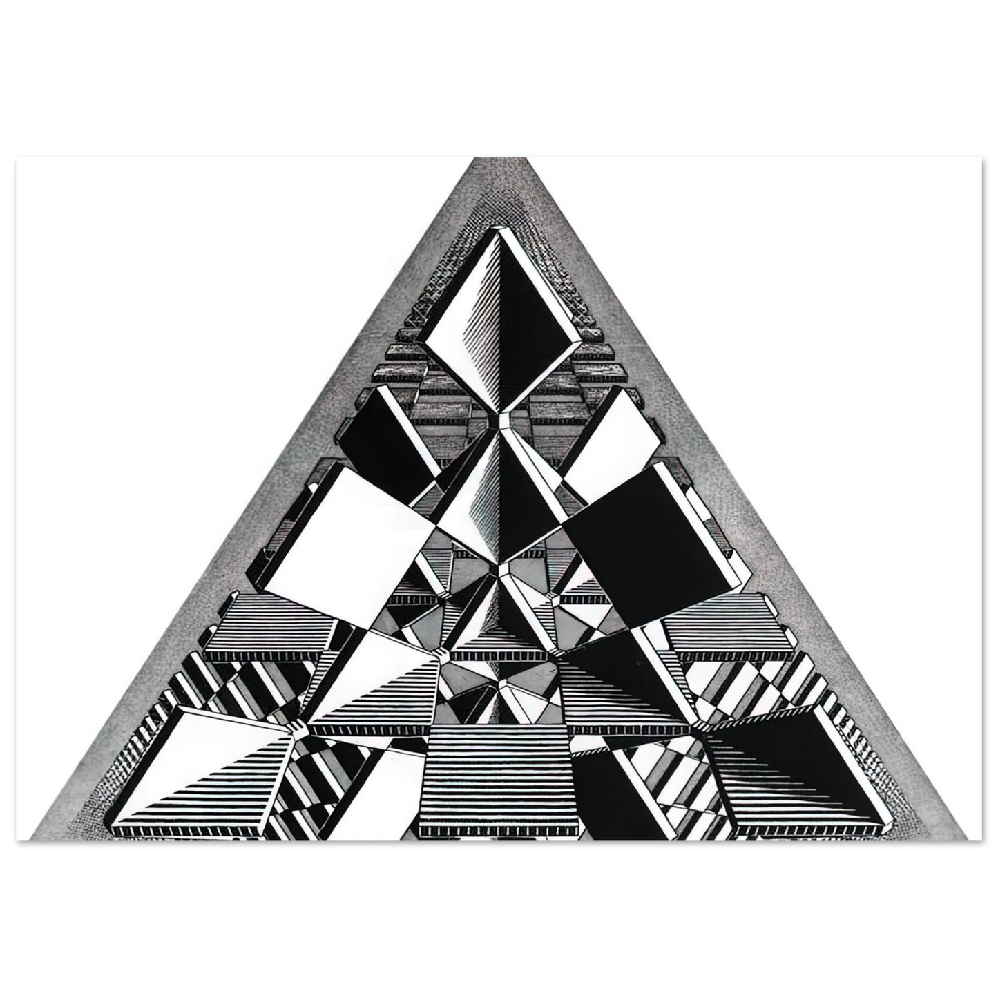 MC Escher - THREE INTERSECTING PLANES Wall Art - 21x29.7 cm / 8x12" - Premium Wooden Framed Poster With Fine Art Paper-canvas - Wood frame