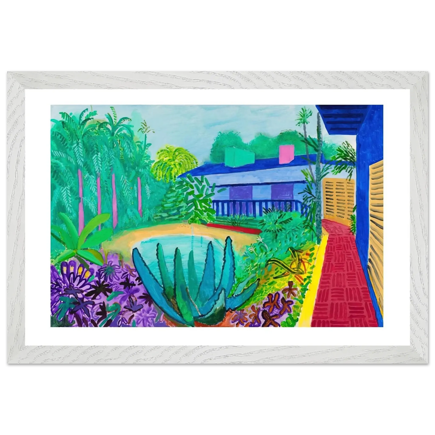 David Hockney - David Hockney Wall art - 27x35 cm / 11x14 Inches - Premium Wooden Framed Poster With Fine Art Paper - White frame