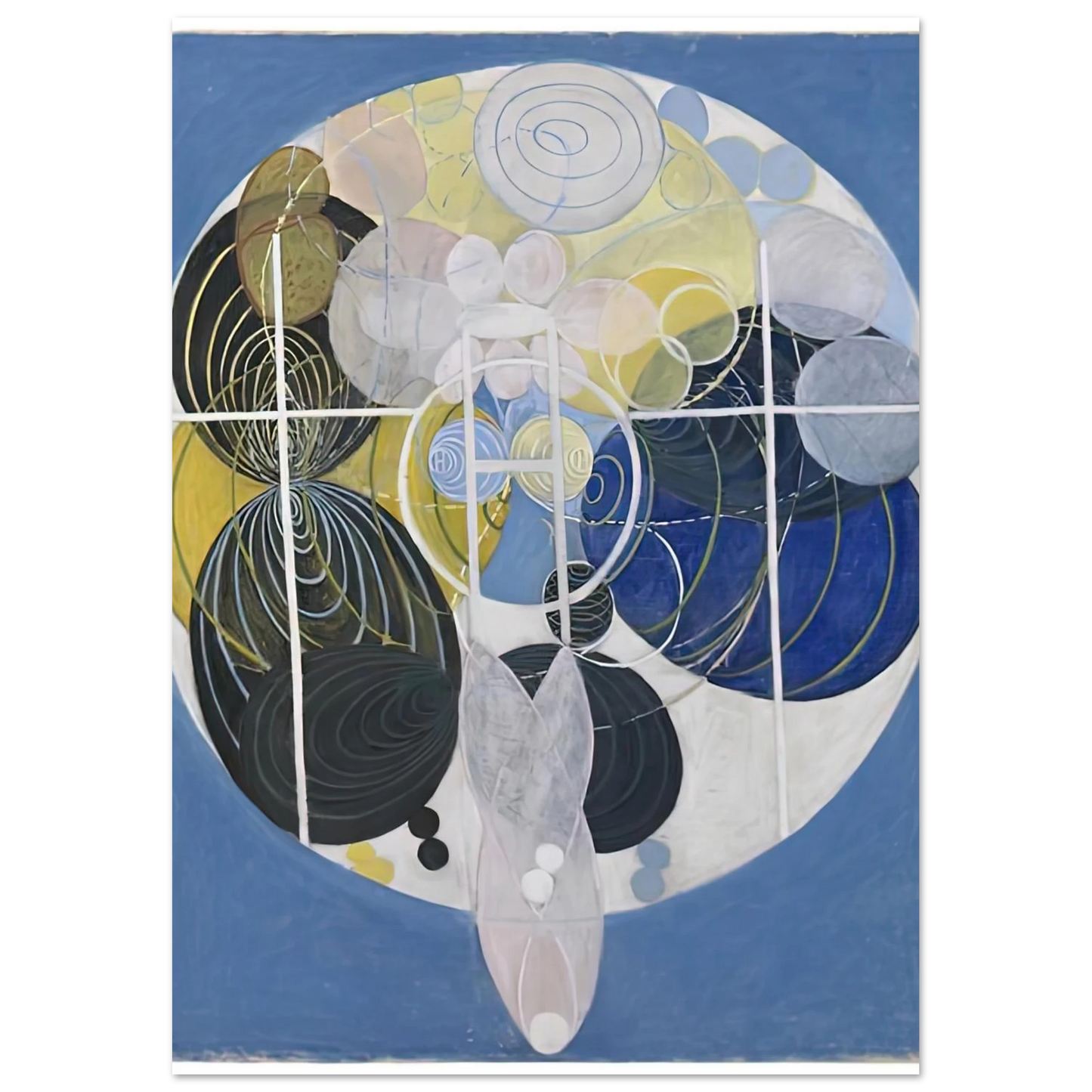 Hilma af Klint - THE LARGE FIGURE PAINTINGS NR 5 1907 Wall art - 13x18 cm / 5x7 inches - Premium Wooden Framed Poster With Fine Art Paper-canvas - White frame