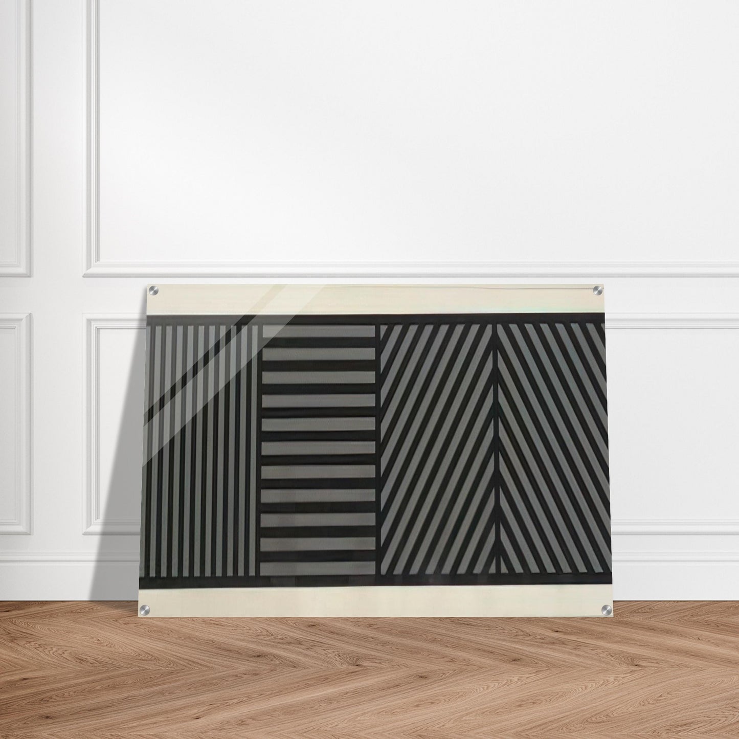 Bands of Lines One Inch Wide in Four Directions in Black and Gray - Sol LeWitt Acrylic Print - 70x100 cm / 28x40″ inches