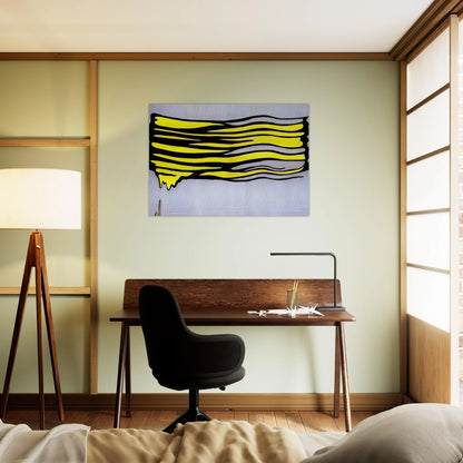 YELLOW BRUSHSTROKE II 1965 - Roy Lichtenstein Brushed Aluminum Print - 70x100 cm / 28x40 inches | Roy Lichtenstein Aluminum Print | Roy Lichtenstein Prints