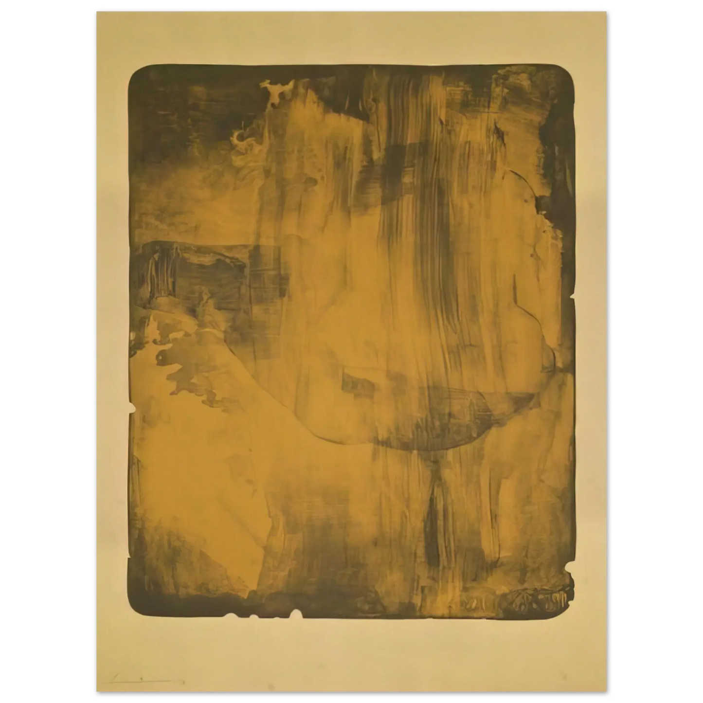 Helen Frankenthaler - Bronze Smoke - 1978 Wall art - 21x29.7 cm / 8x12" - Premium Wooden Framed Poster With Fine Art Paper - Black frame