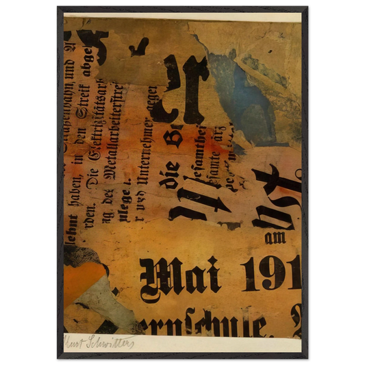 MAI 191 1919 - Kurt Schwitters 70x100 cm / 28x40 inches Framed Art Print – Black Wooden Frame