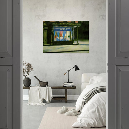 Drug Store - Edward Hopper Brushed Aluminum Print - 70x100 cm / 28x40 inches | Edward Hopper Aluminum Print | Edward Hopper Prints