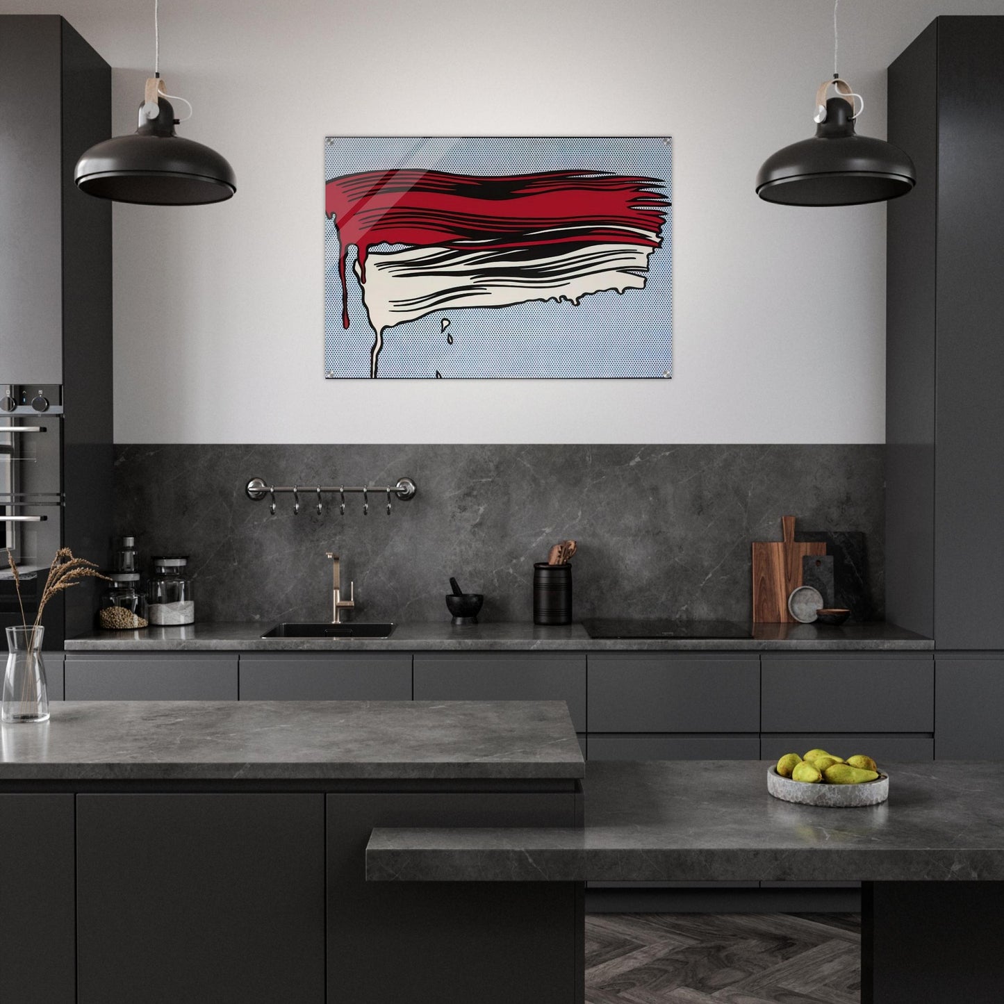 RED AND WHITE BRUSHSTROKES 1965 - Roy Lichtenstein Acrylic Print - 70x100 cm / 28x40″ inches