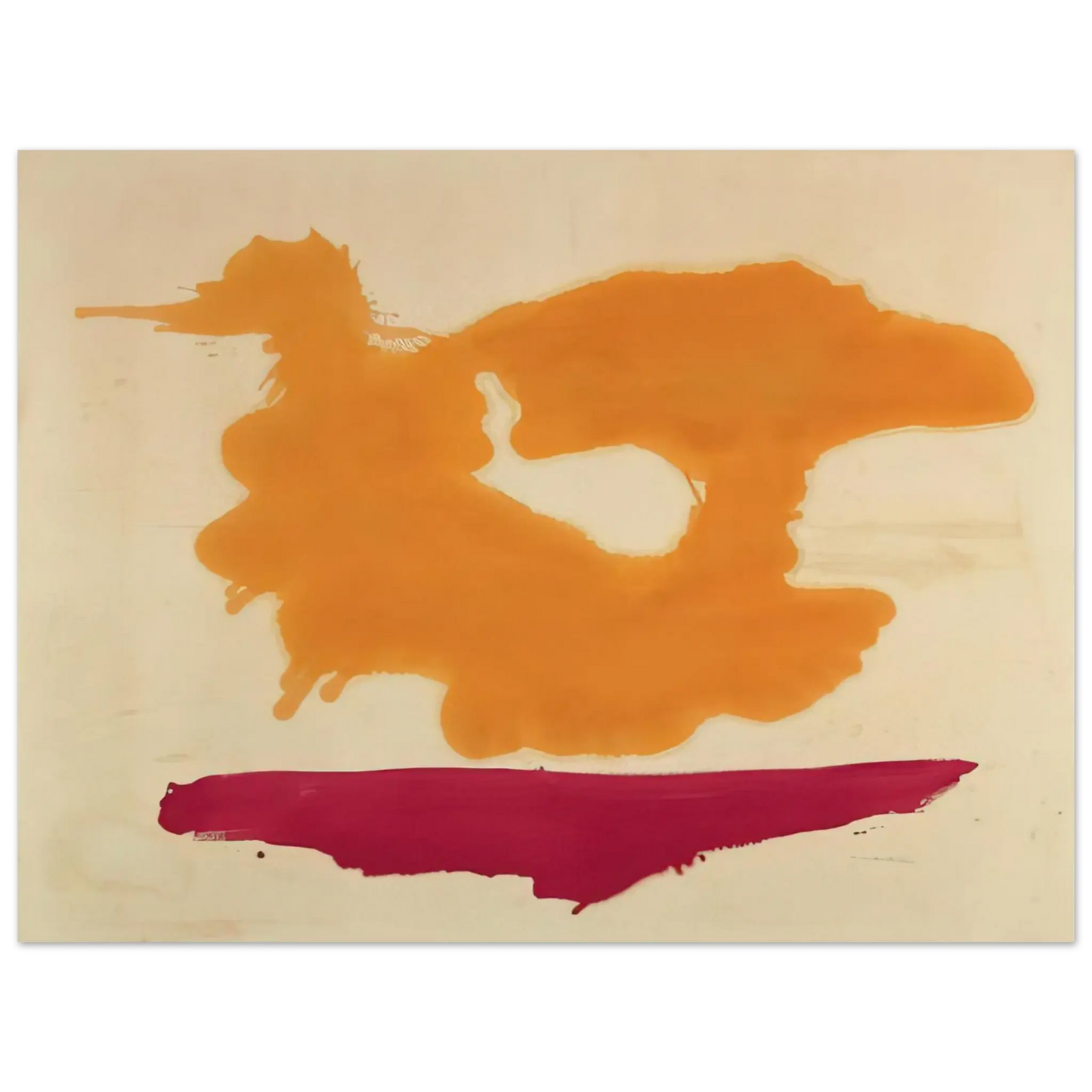 Helen Frankenthaler - Only Orange - 1963 Wall art - 50x70 cm / 20x28 Inches - Premium Wooden Framed Poster With Fine Art Paper - Wood frame