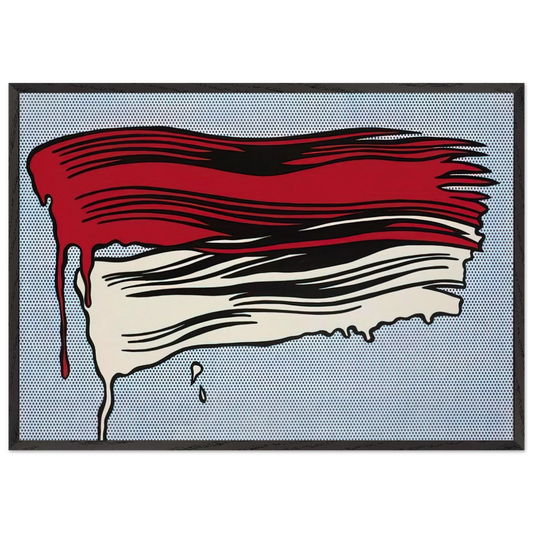 RED AND WHITE BRUSHSTROKES 1965 - Roy Lichtenstein 70x100 cm / 28x40 inches Framed Art Print – Black Wooden Frame