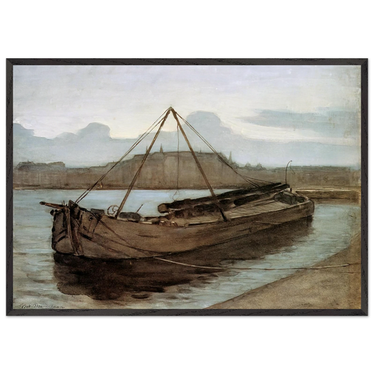 Evening at Weesperzijde Sun - Piet Mondrian 70x100 cm / 28x40 inches Framed Art Print – Black Wooden Frame