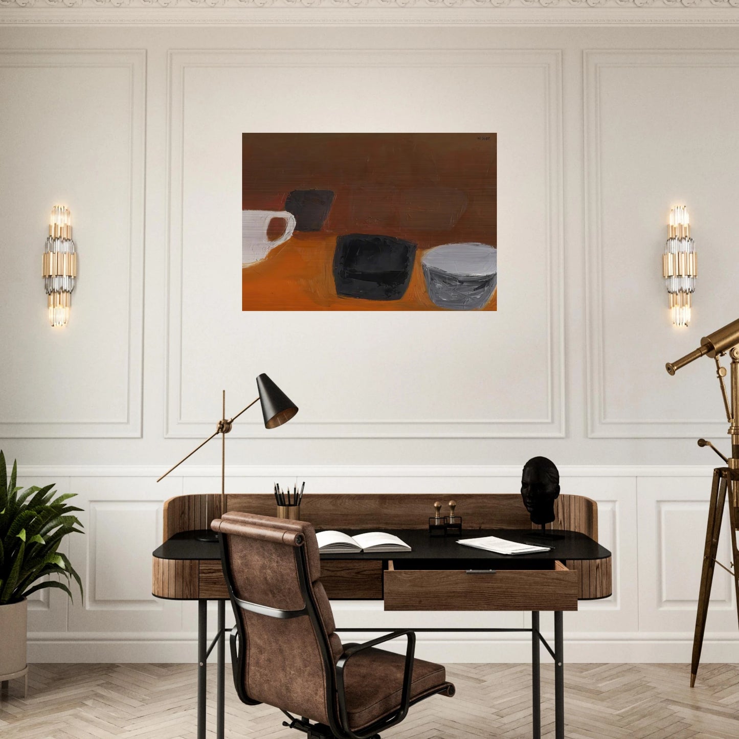 Still Life with White Mug - 1957 - William Scott Brushed Aluminum Print - 70x100 cm / 28x40 inches | William Scott Aluminum Print | William Scott Prints