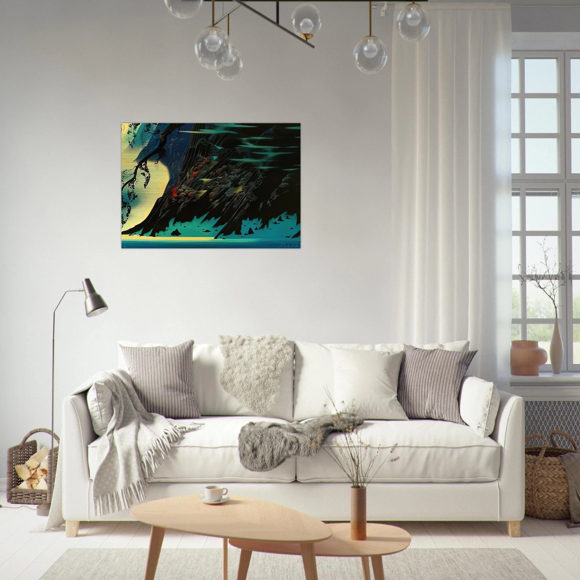 Coastal Magic - Eyvind Earle Brushed Aluminum Print - 70x100 cm / 28x40 inches | Eyvind Earle Aluminum Print | Eyvind Earle Prints