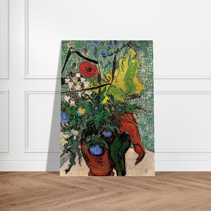 Wild Flowers and Thistles in a Vase - Vincent van Gogh Brushed Aluminum Print - 70x100 cm / 28x40 inches | Vincent van Gogh Aluminum Print | Vincent van Gogh Prints