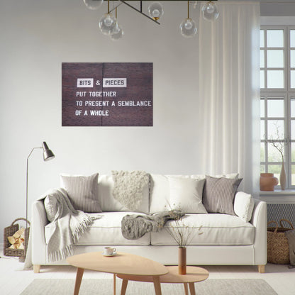 Bits  Pieces Put Together to Present a Semblance of a Whole - 2005 - Lawrence Weiner Brushed Aluminum Print - 70x100 cm / 28x40 inches | Lawrence Weiner Aluminum Print | Lawrence Weiner Prints