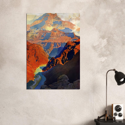 Grand Canyon - Maxfield Parrish Brushed Aluminum Print - 70x100 cm / 28x40 inches | Maxfield Parrish Aluminum Print | Maxfield Parrish Prints