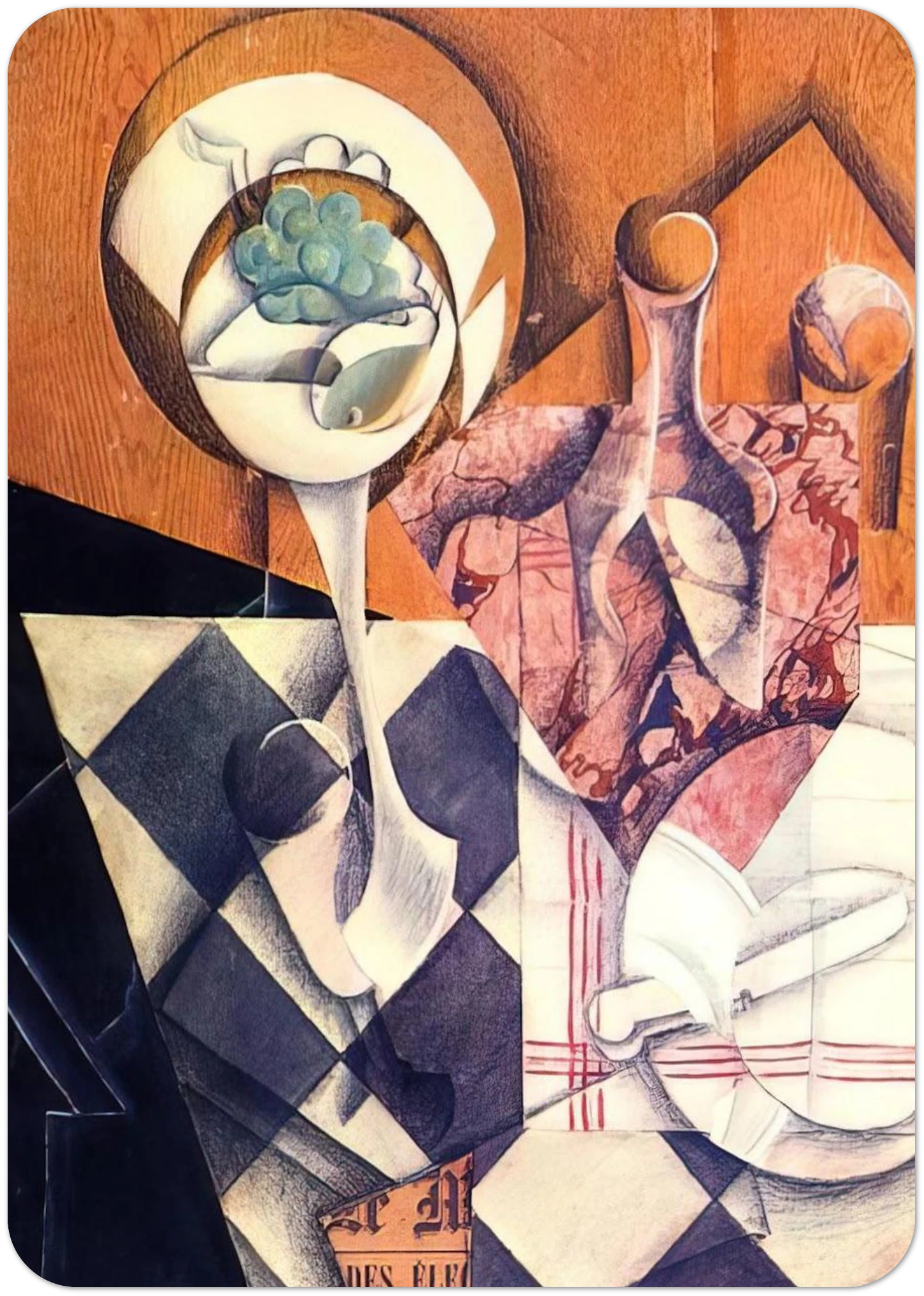 FRUIT BOWL WITH BOTTLE 1914 By Juan Gris Pack of 10 Post Cards | Juan Gris Post Cards | A6 (10.5 x 14.8 cm) - 4.1 x 5.8 inches
