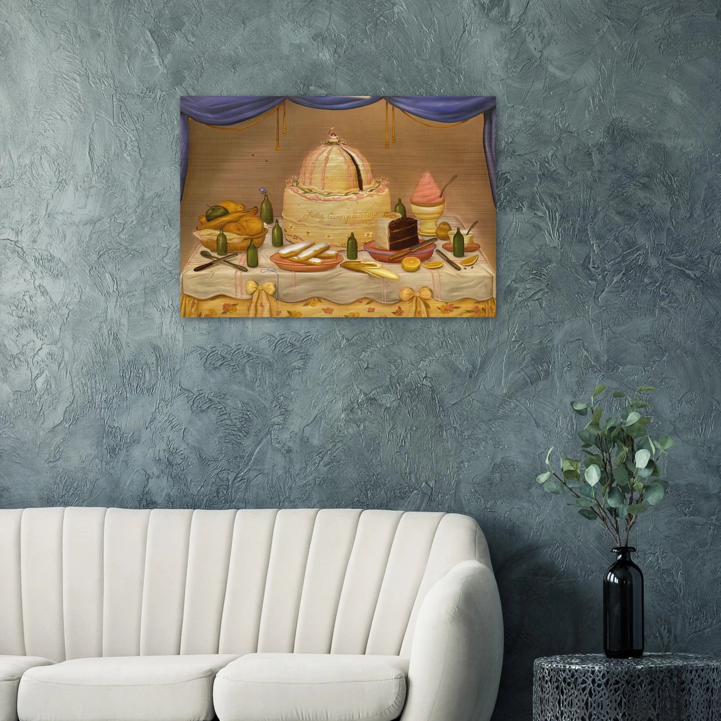 HAPPY BIRTHDAY - Fernando Botero Brushed Aluminum Print - 70x100 cm / 28x40 inches | Fernando Botero Aluminum Print | Fernando Botero Prints