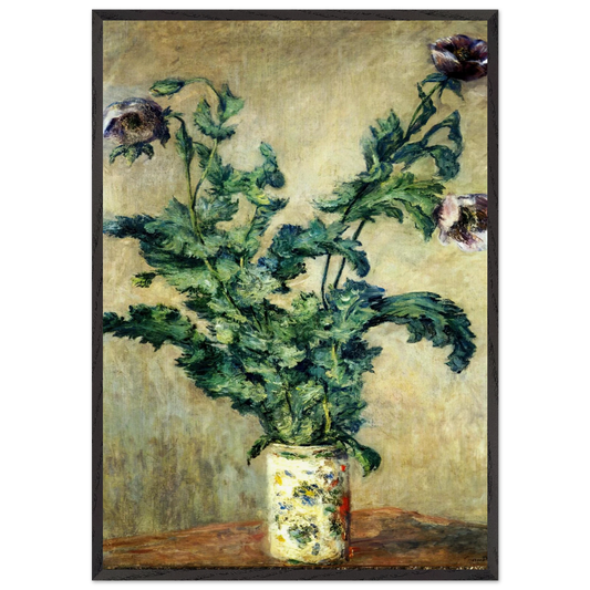 Purple Poppies - claude monet 70x100 cm / 28x40 inches Framed Art Print – Black Wooden Frame