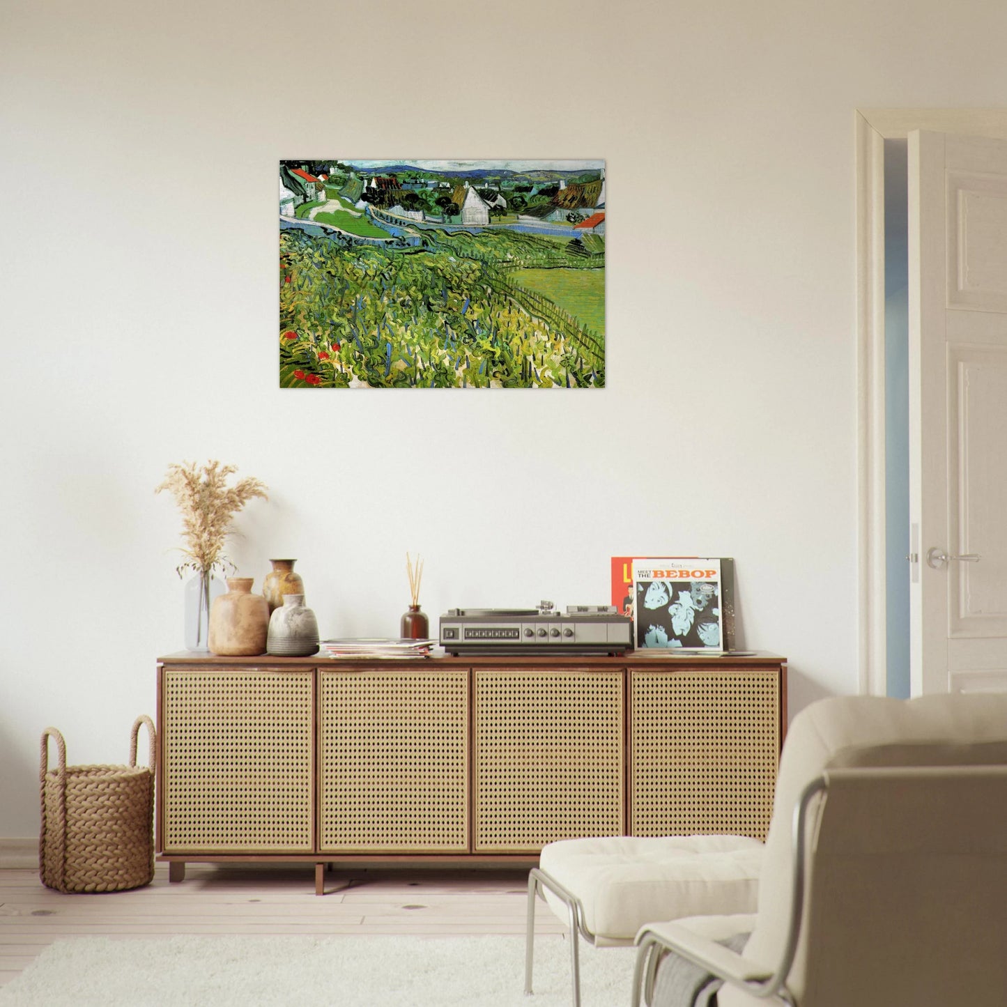 Vineyards with a View of Auvers - Vincent van Gogh Brushed Aluminum Print - 70x100 cm / 28x40 inches | Vincent van Gogh Aluminum Print | Vincent van Gogh Prints