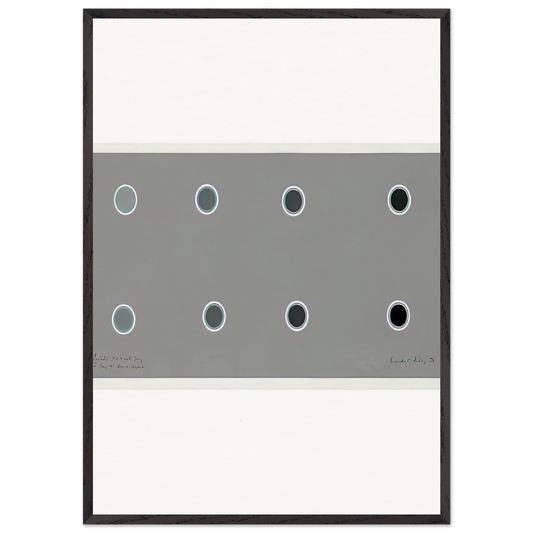 ENCIRCLING DISCS WITH GREY IN GREY TO BLACK SEQUENCE 1970 - Bridget Riley 70x100 cm / 28x40 inches Framed Art Print – Black Wooden Frame
