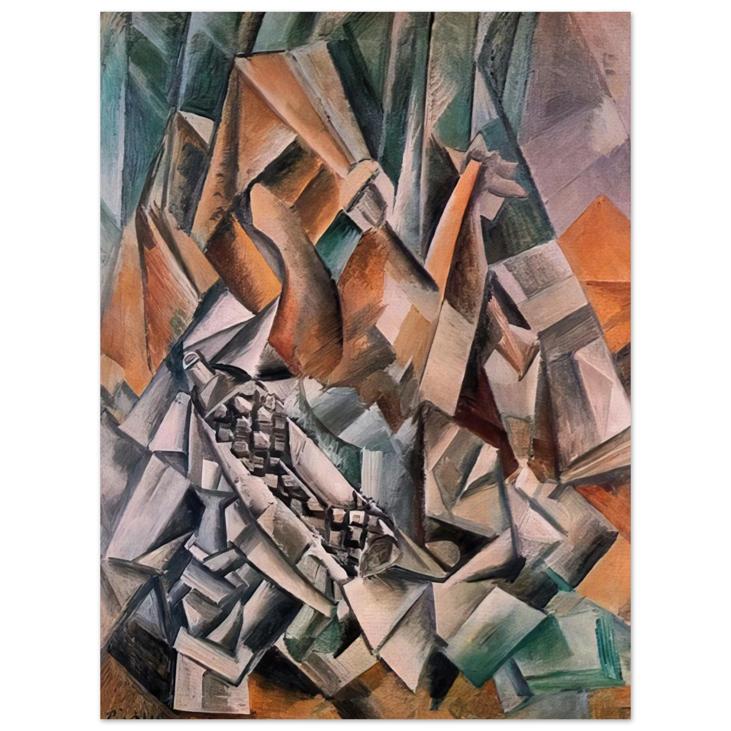 Pablo Picasso - Still life with bottle of Anis del Mono - 1909  75x100 cm / 30x40inches Fine Art Poster