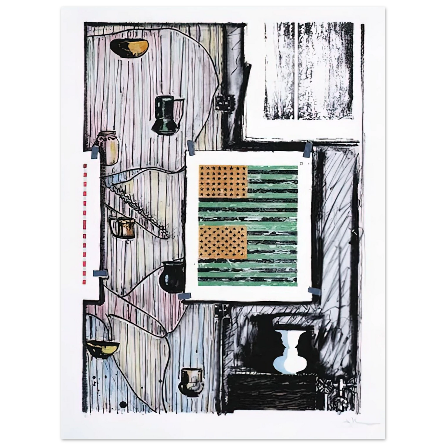 Jasper Johns - VENTRILOQUIST ULAE 235  75x100 cm / 30x40inches Fine Art Poster