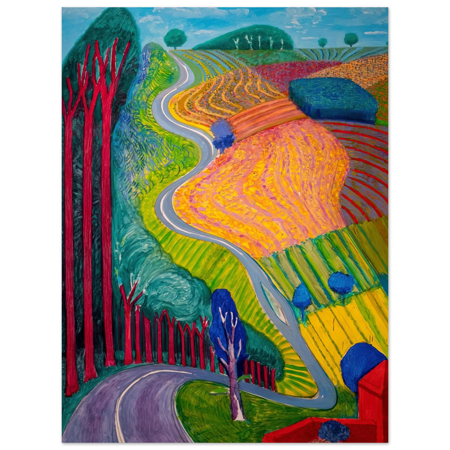 David Hockney - David Hockney Wall art - 21x29.7 cm / 8x12" - Premium Wooden Framed Poster With Fine Art Paper-canvas - Black frame