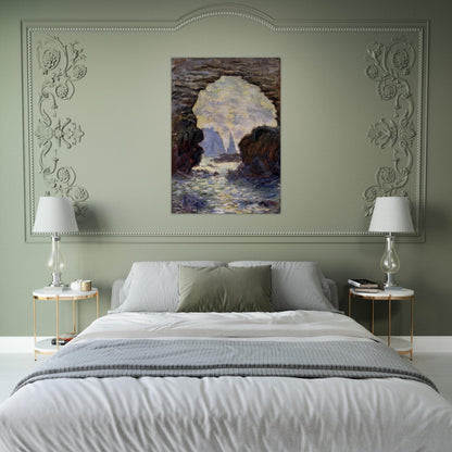 The Rock Needle Seen through the Porte d'Aumont - claude monet Brushed Aluminum Print - 70x100 cm / 28x40 inches | claude monet Aluminum Print | claude monet Prints