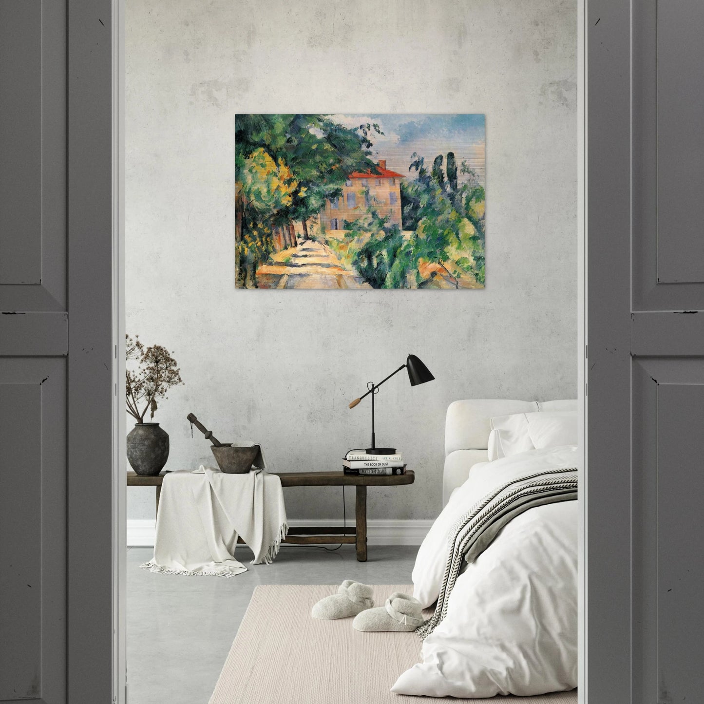 House with Red Roof - Paul Cézanne Brushed Aluminum Print - 70x100 cm / 28x40 inches | Paul Cézanne Aluminum Print | Paul Cézanne Prints