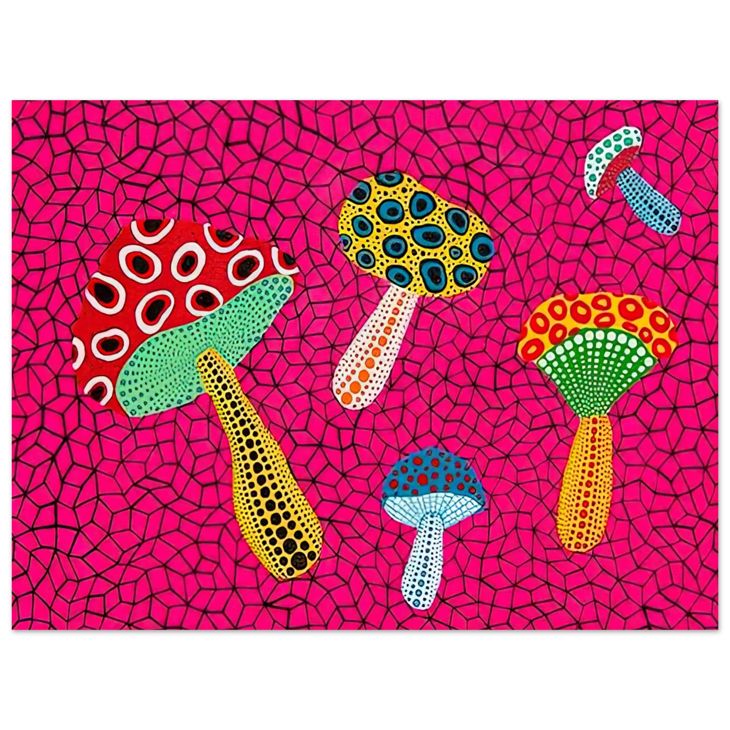 Yayoi Kusama - MUSHROOMS 1995 Fine Art Poster