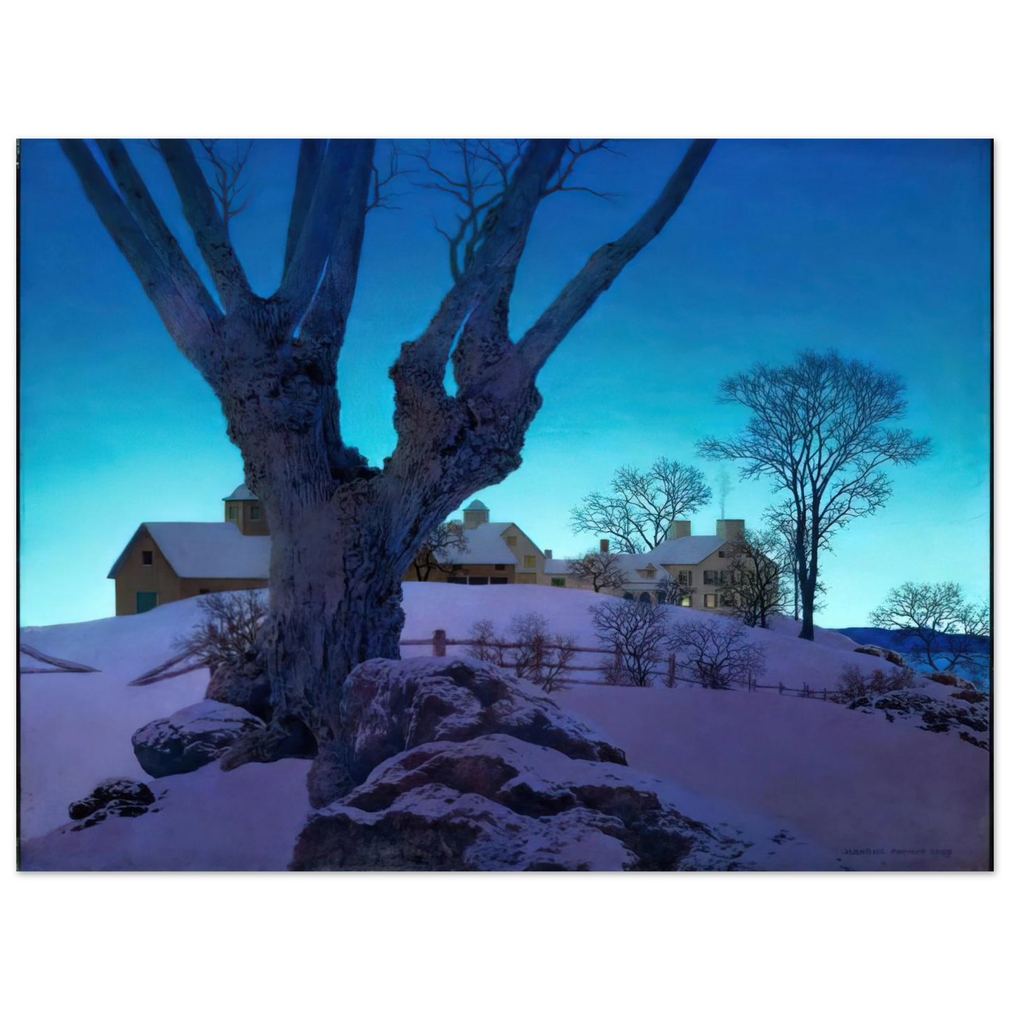 Maxfield Parrish - Hill Top Farm, Winter Wall Art - 21x29.7 cm / 8x12" - Fine Art Poster-canvas - -