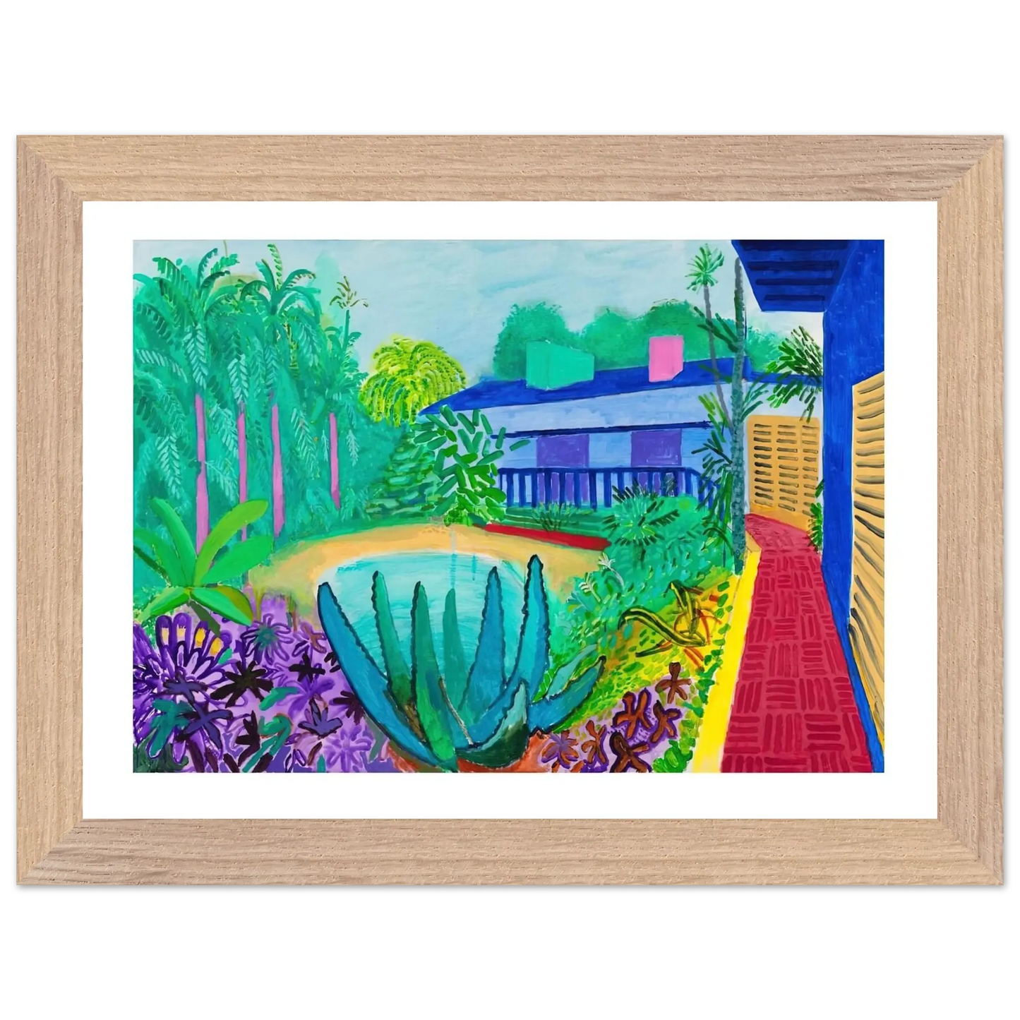 David Hockney - David Hockney Wall art - 28x43  cm / XL (11x17 Inches) - Premium Wooden Framed Poster With Fine Art Paper - Wood frame