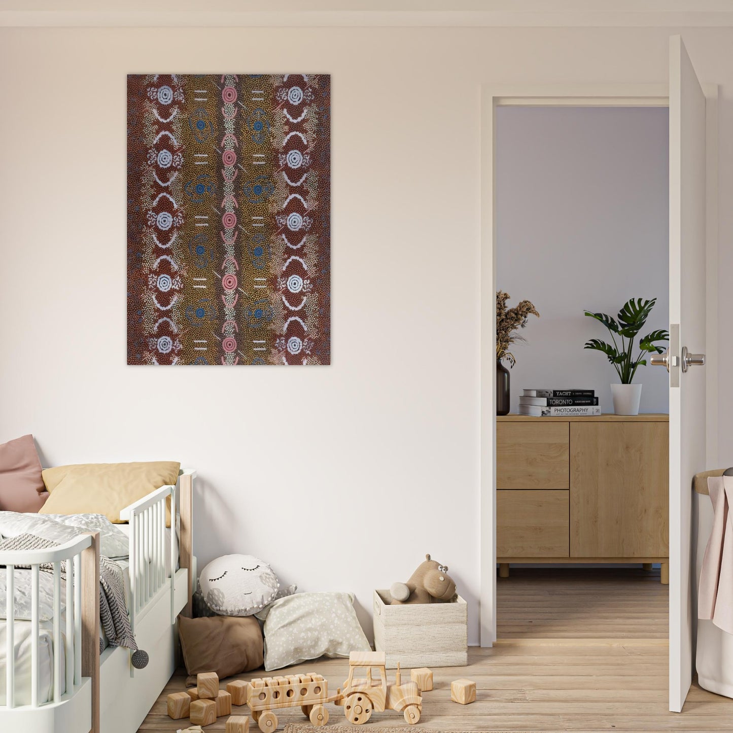 Honey Ant Dreaming - 1993 - Clifford Possum Tjapaltjarri Brushed Aluminum Print - 70x100 cm / 28x40 inches | Clifford Possum Tjapaltjarri Aluminum Print | Clifford Possum Tjapaltjarri Prints